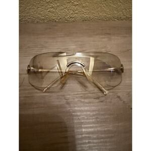 Vintage Christian Dior Rimless Shield Sunglasses Gold Tone